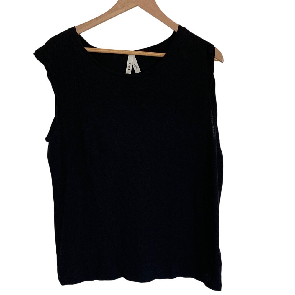 PACT Womens‎ Black Organic Cotton Sleeveless Top Size Large Basic Minimalist
